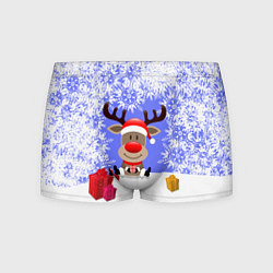 Трусы-боксеры мужские Олень окруженный подарками, цвет: 3D-принт