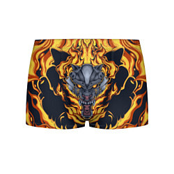 Трусы-боксеры мужские Маска тигра в огне, цвет: 3D-принт