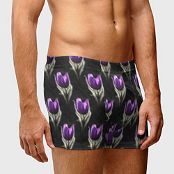 Трусы-боксеры мужские Фиолетовые цветы - паттерн, цвет: 3D-принт — фото 2