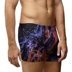 Трусы-боксеры мужские Неоновые краски во тьме - Оранжевый и фиолетовый, цвет: 3D-принт — фото 2