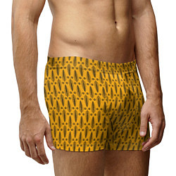 Трусы-боксеры мужские Черно-желтый современный узор Листья, цвет: 3D-принт — фото 2