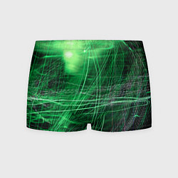 Трусы-боксеры мужские Неоновые волны и линии - Зелёный, цвет: 3D-принт