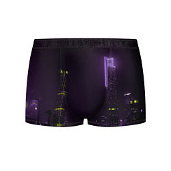 Трусы-боксеры мужские Неоновые высотки в городе - Фиолетовый, цвет: 3D-принт