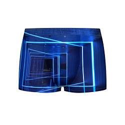 Трусы-боксеры мужские Неоновый абстрактный коридор - Синий, цвет: 3D-принт