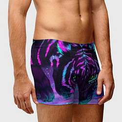 Трусы-боксеры мужские Светящийся неоновый тигр, цвет: 3D-принт — фото 2