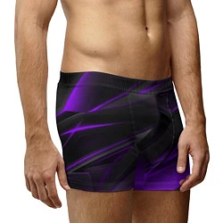 Трусы-боксеры мужские Черно-фиолетовая геометрическая абстракция, цвет: 3D-принт — фото 2