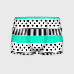 Трусы-боксеры мужские Комбинированный полосатый черно-голубой узор, цвет: 3D-принт