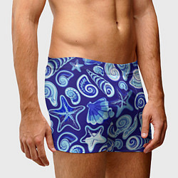 Трусы-боксеры мужские Паттерн из океанских раковин и морских звёзд, цвет: 3D-принт — фото 2