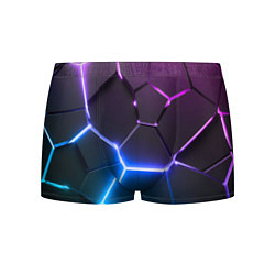 Трусы-боксеры мужские Фиолетовый градиент - неоновые геометрические плит, цвет: 3D-принт