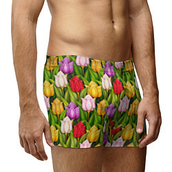 Трусы-боксеры мужские Объемные разноцветные тюльпаны, цвет: 3D-принт — фото 2