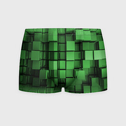 Мужские трусы Киберпанк броня - Зелёный металлические кубы