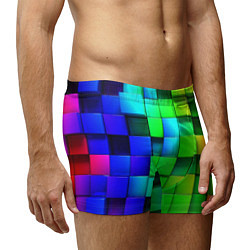 Трусы-боксеры мужские Цветные неоновые кубы, цвет: 3D-принт — фото 2