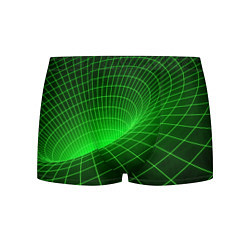 Трусы-боксеры мужские Зелёная неоновая чёрная дыра, цвет: 3D-принт