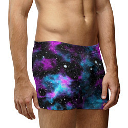 Трусы-боксеры мужские Галактика сиреневая, цвет: 3D-принт — фото 2
