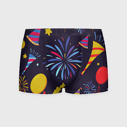Трусы-боксеры мужские Новогодний фейерверк, цвет: 3D-принт