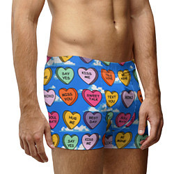 Трусы-боксеры мужские Валентинки конфетки сердечки с посланиями, цвет: 3D-принт — фото 2