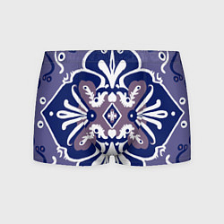 Мужские трусы Паттерн цветок с глазками в синих оттенках