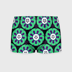 Мужские трусы Паттерн голубо-зеленые зубастые цветы