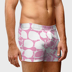 Трусы-боксеры мужские Абстрактные белые овалы на розовом фоне, цвет: 3D-принт — фото 2