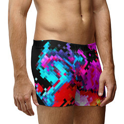 Трусы-боксеры мужские Pixel neon mosaic, цвет: 3D-принт — фото 2