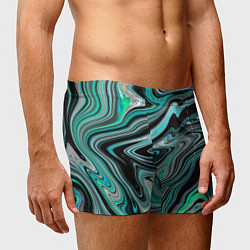 Трусы-боксеры мужские Черно-зеленый флюид арт, цвет: 3D-принт — фото 2