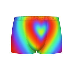Трусы-боксеры мужские Сердце - радужный градиент, цвет: 3D-принт