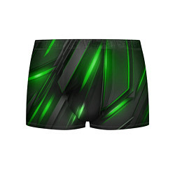 Трусы-боксеры мужские Черные пластины с зеленым свечением, цвет: 3D-принт