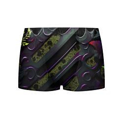 Трусы-боксеры мужские Фиолетовые и зеленые вставки, цвет: 3D-принт
