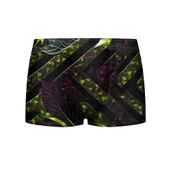 Трусы-боксеры мужские Темные фиолетовые и зеленые вставки, цвет: 3D-принт