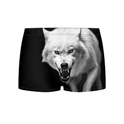 Трусы-боксеры мужские Агрессивный белый волк, цвет: 3D-принт