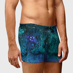 Трусы-боксеры мужские Абстракция: неоновые огни подводного мира, цвет: 3D-принт — фото 2