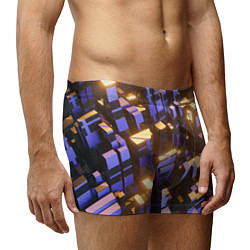 Трусы-боксеры мужские Фиолетовые и светящиеся кубы, цвет: 3D-принт — фото 2