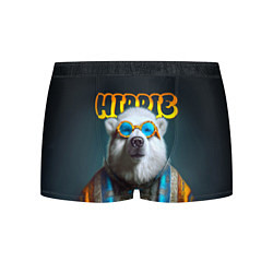 Трусы-боксеры мужские Хиппи белый медведь, цвет: 3D-принт