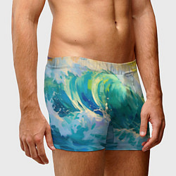 Трусы-боксеры мужские Нарисованные волны моря, цвет: 3D-принт — фото 2