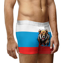 Трусы-боксеры мужские Российский флаг и медведь, цвет: 3D-принт — фото 2