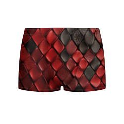 Трусы-боксеры мужские Кожаная красно черная текстура, цвет: 3D-принт