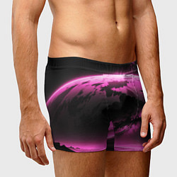 Трусы-боксеры мужские Сай фай пейзаж в черно розовых тонах, цвет: 3D-принт — фото 2