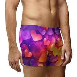 Трусы-боксеры мужские Разноцветные сердечки, цвет: 3D-принт — фото 2