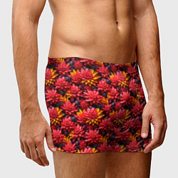 Трусы-боксеры мужские Красные объемные цветочки, цвет: 3D-принт — фото 2