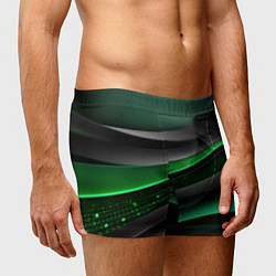 Трусы-боксеры мужские Black green line, цвет: 3D-принт — фото 2