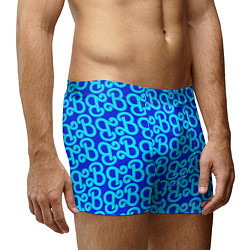 Трусы-боксеры мужские Логотип Барби - синий паттерн, цвет: 3D-принт — фото 2