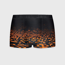 Трусы-боксеры мужские Черные и оранжевые пиксели, цвет: 3D-принт