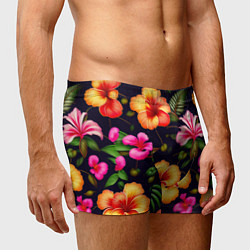 Трусы-боксеры мужские Гавайские цветы узор, цвет: 3D-принт — фото 2