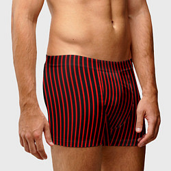Трусы-боксеры мужские Красно-чёрный полосатый, цвет: 3D-принт — фото 2