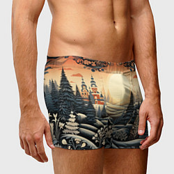 Трусы-боксеры мужские Зимний предновогодний пейзаж, цвет: 3D-принт — фото 2