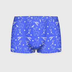 Мужские трусы Синий рождественский принт с оленями