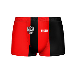 Трусы-боксеры мужские Красный и черный - герб РФ, цвет: 3D-принт