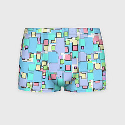 Трусы-боксеры мужские Абстракция розово-голубые квадраты, цвет: 3D-принт