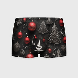 Трусы-боксеры мужские Новогодние игрушки елочные, цвет: 3D-принт