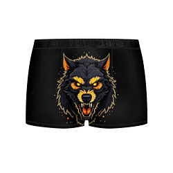 Трусы-боксеры мужские Волк чёрный хищник, цвет: 3D-принт